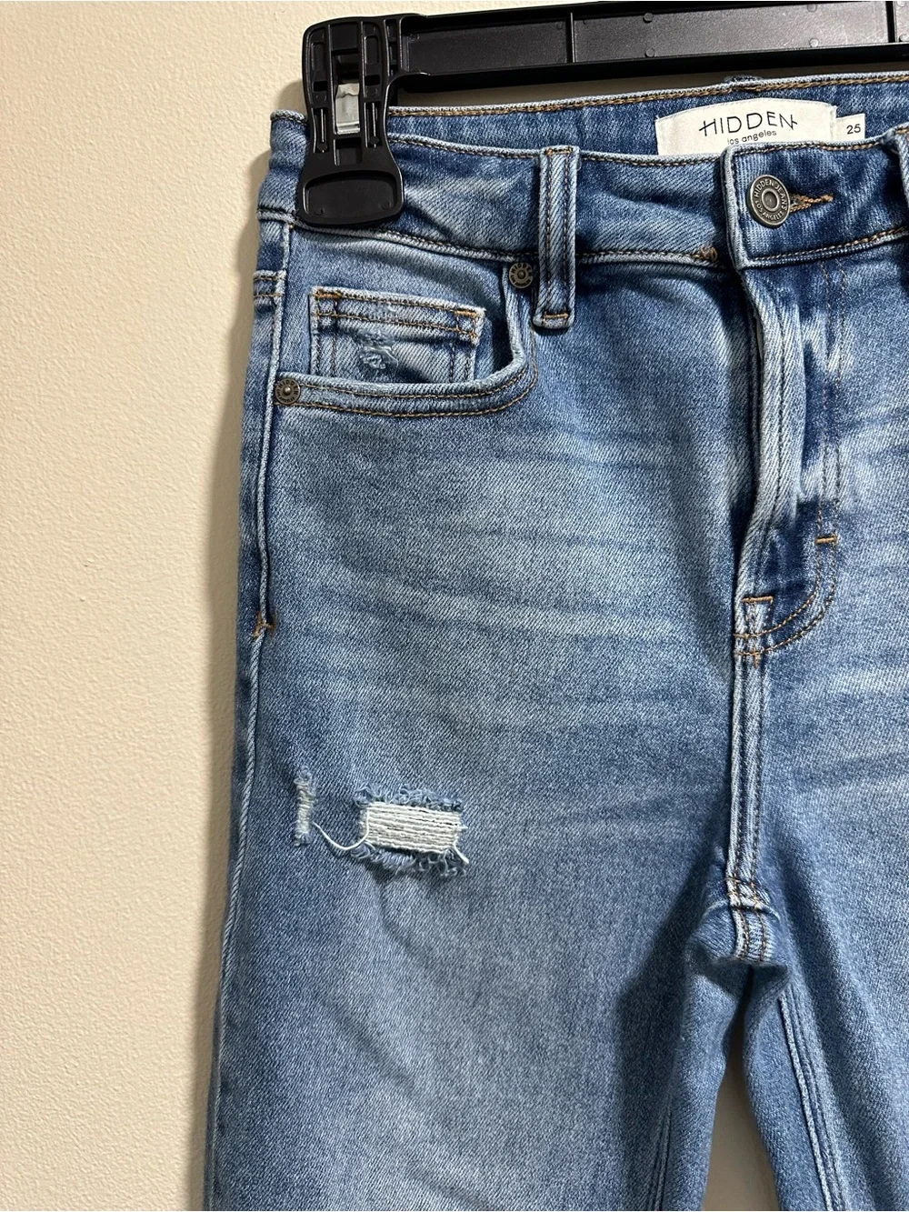 Women’s Hidden Distressed High Rise Mom Jeans